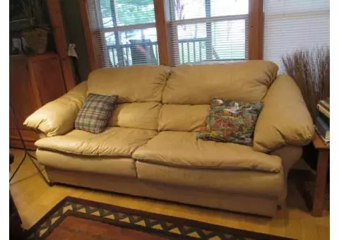 Buff colored Leather Couch