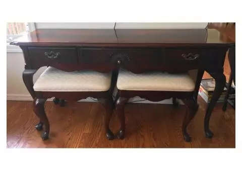 wood library table with 2 stools
